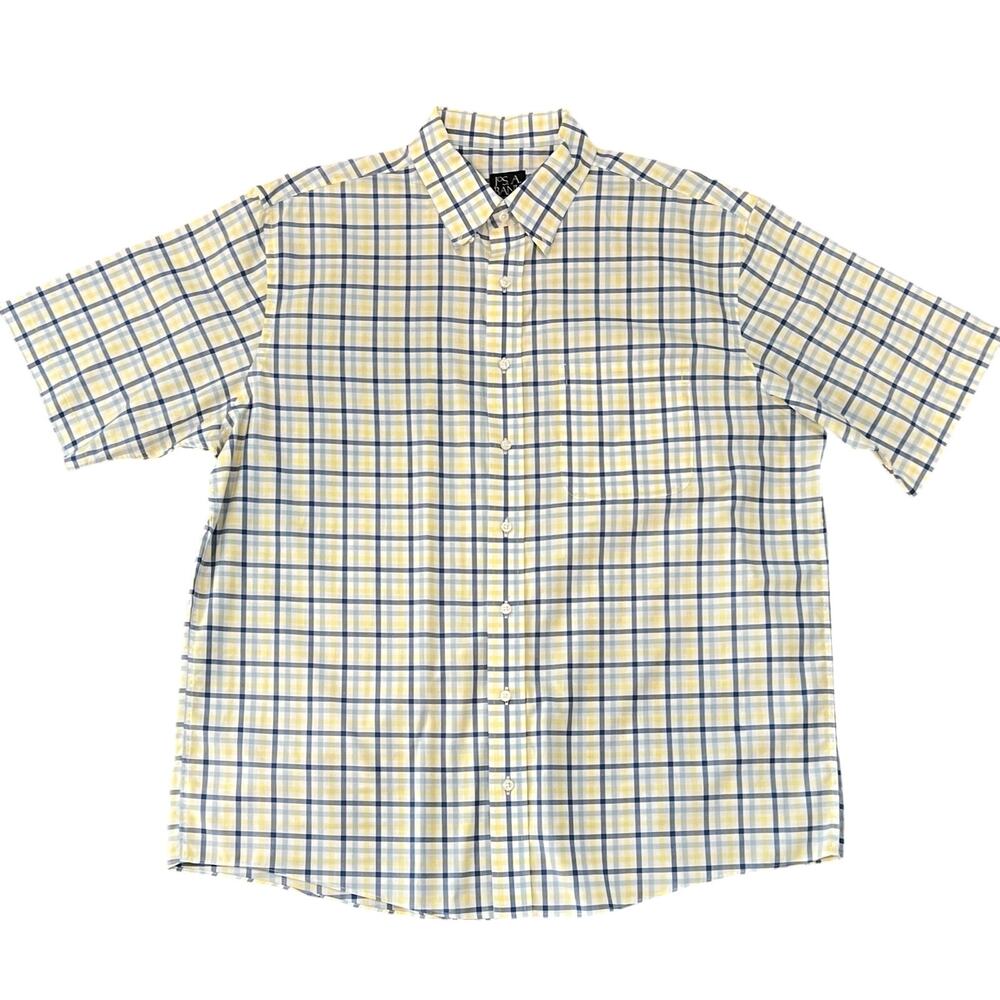 NEW JoS A Bank Men's Plaid Shirt Sz XL Button Up Short Sleeve Collared Camp VTG